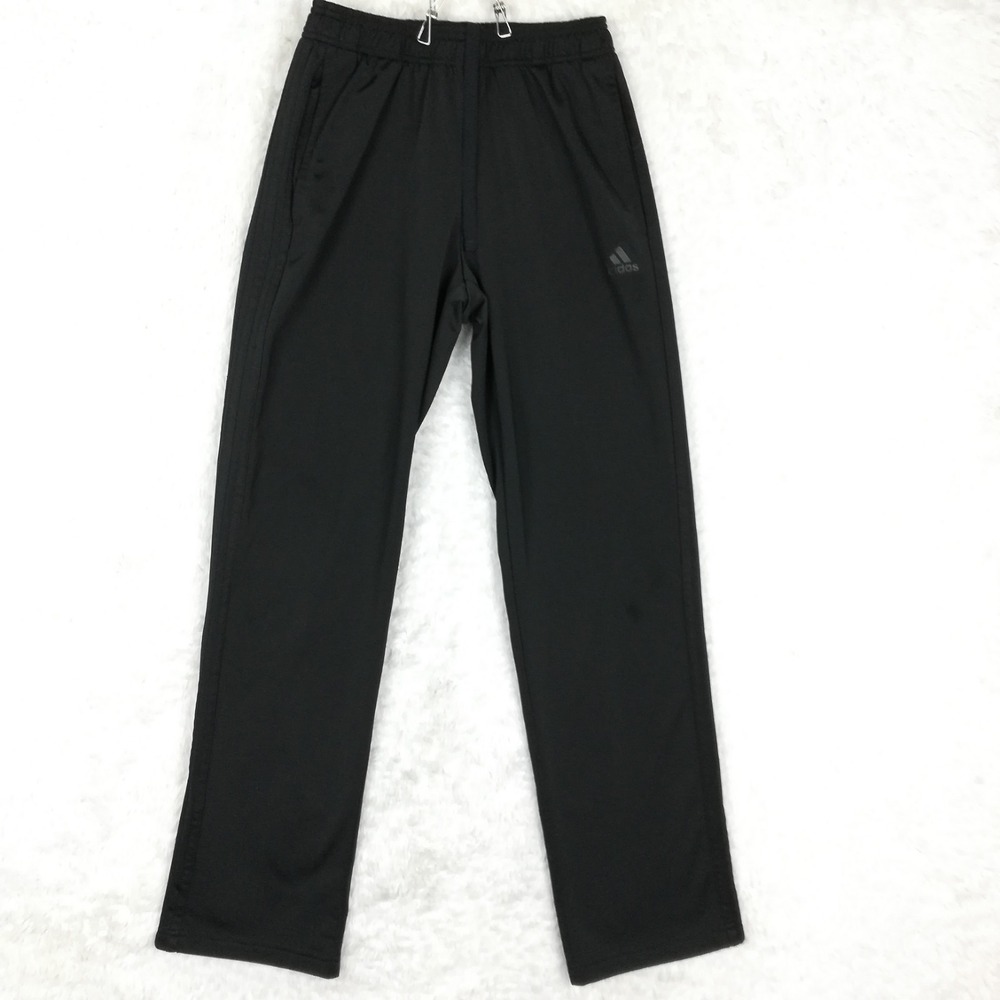 Adidas Womens Pants Training Track Black‎ Pull On 3 Stripes Straight Leg M